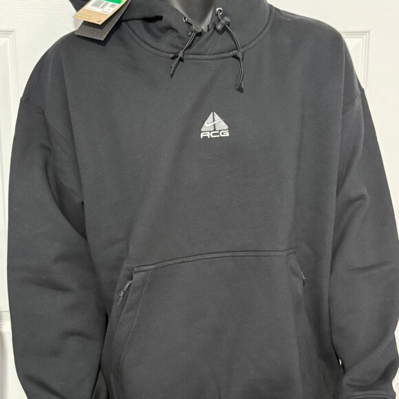 Nike ACG Therma-FIT Fleece Pullover Hoodie Black Center Logo Men X-Large NWT - Picture 2 of 6